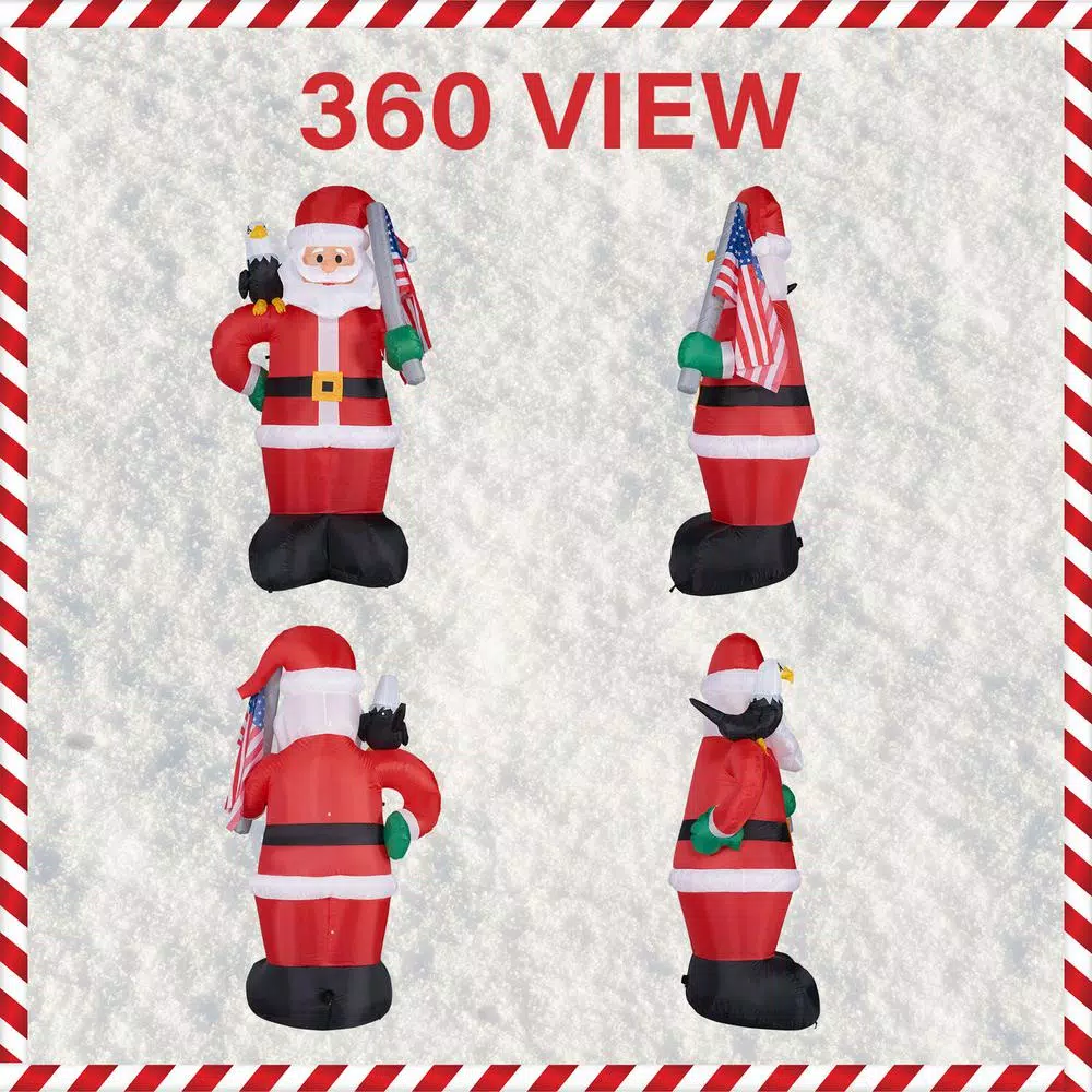 Outdoor Christmas Decorations Fraser Hill Farm 8 Ft. Americana Santa With Bald Eagle Christmas Inflatable With Lights 4 Outdoor Christmas Decorations Fraser Hill Farm 8 Ft. Americana Santa With Bald Eagle Christmas Inflatable With Lights - Image 2