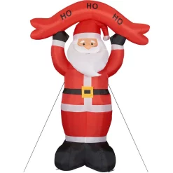 Outdoor Christmas Decorations Fraser Hill Farm 10 Ft. Santa Claus With HO HO HO Sign Christmas Inflatable With Lights -Christmas Lights Sales fraser hill farm christmas inflatables fhfsanta104 l 1f 1000