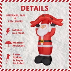 Outdoor Christmas Decorations Fraser Hill Farm 10 Ft. Santa Claus With HO HO HO Sign Christmas Inflatable With Lights -Christmas Lights Sales fraser hill farm christmas inflatables fhfsanta104 l a0 1000