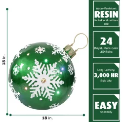 Christmas Lights Fraser Hill Farm 1.5 Ft. 24-Light LED Jeweled Ball Ornament With Snowflake Design -Christmas Lights Sales fraser hill farm christmas novelty lights ffrs018 orn1 gn 4f 1000