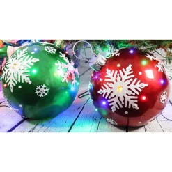 Christmas Lights Fraser Hill Farm 1.5 Ft. 24-Light LED Jeweled Ball Ornament With Snowflake Design -Christmas Lights Sales fraser hill farm christmas novelty lights ffrs018 orn1 gn 66 1000