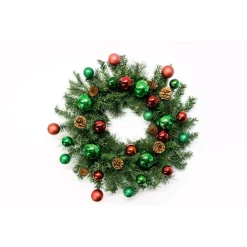 Christmas Greenery Fraser Hill Farm 24 In. Artificial Christmas Wreath With Train, Sleigh, Gift Box, Lighted HO HO HO & Let It Snow And Bejeweled Ornaments -Christmas Lights Sales fraser hill farm christmas wreaths ffchdec005 bright 40 1000