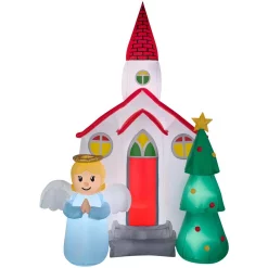 Outdoor Christmas Decorations Gemmy 7.5 Ft. H Airblown Church -Christmas Lights Sales gemmy christmas inflatables g 11756 77 1000