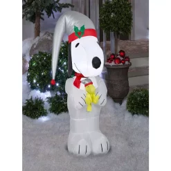 Outdoor Christmas Decorations Gemmy 3.5 Ft. Airblown-Snoopy Holding Woodstock Platinum Accents-SM-Peanuts -Christmas Lights Sales gemmy christmas inflatables g 118001 31 1000