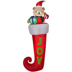 Outdoor Christmas Decorations Gemmy 7 Ft. Airblown Stocking With Teddy Bear Christmas Inflatable