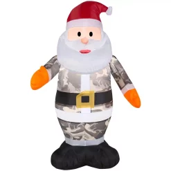 Outdoor Christmas Decorations Gemmy 3 Ft. Inflatable Airblown Santa In Camo Christmas