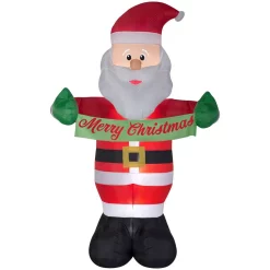 Outdoor Christmas Decorations Gemmy 5 Ft. W X 8 Ft. H Inflatable Animated Santa With Banner Merry Christmas -Christmas Lights Sales gemmy christmas inflatables g 85462 c3 1000
