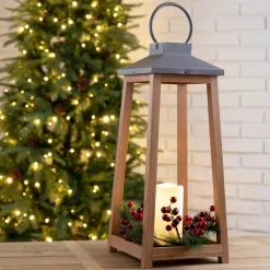 Indoor Christmas Decorations Glitzhome 19.29 In. H Wooden/Metal Led Pillar Lantern With 3 Changeable Candle Rings Spring/Fall/Christmas -Christmas Lights Sales glitzhome christmas candles holders 2009000001 31 1000