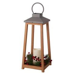 Indoor Christmas Decorations Glitzhome 19.29 In. H Wooden/Metal Led Pillar Lantern With 3 Changeable Candle Rings Spring/Fall/Christmas -Christmas Lights Sales glitzhome christmas candles holders 2009000001 c3 1000