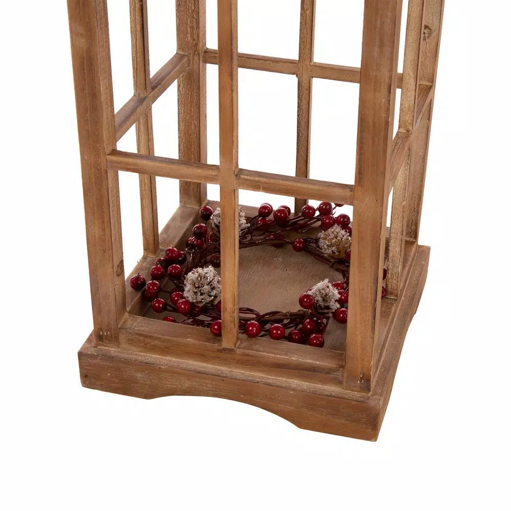 Indoor Christmas Decorations Glitzhome Brown Christmas Farmhouse Wood/Metal Lanterns (Set Of 2) 8 Indoor Christmas Decorations Glitzhome Brown Christmas Farmhouse Wood/Metal Lanterns (Set Of 2) - Image 6