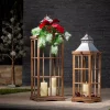 Indoor Christmas Decorations Glitzhome Brown Christmas Farmhouse Wood/Metal Lanterns (Set Of 2)