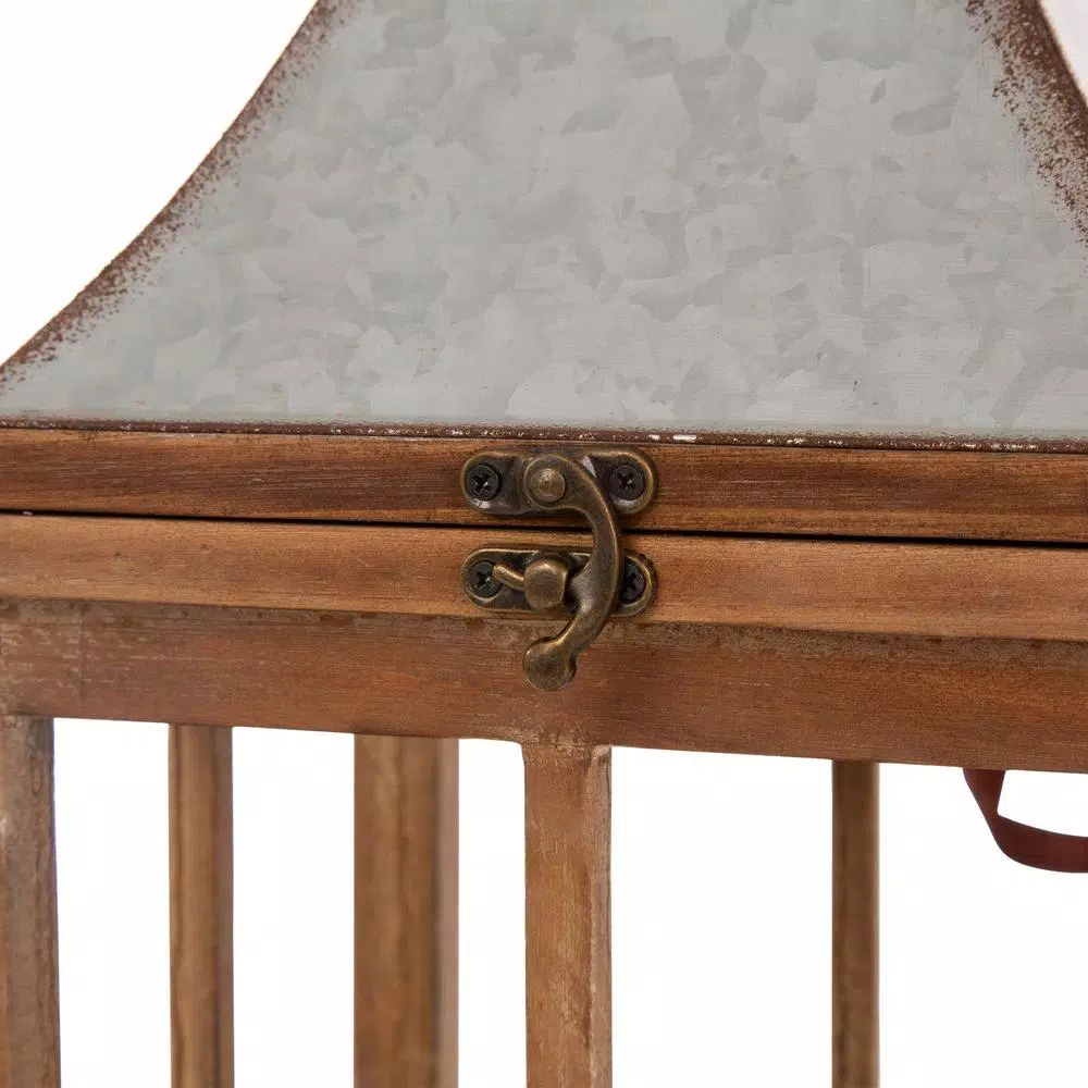 Indoor Christmas Decorations Glitzhome Brown Christmas Farmhouse Wood/Metal Lanterns (Set Of 2) 10 Indoor Christmas Decorations Glitzhome Brown Christmas Farmhouse Wood/Metal Lanterns (Set Of 2) - Image 8