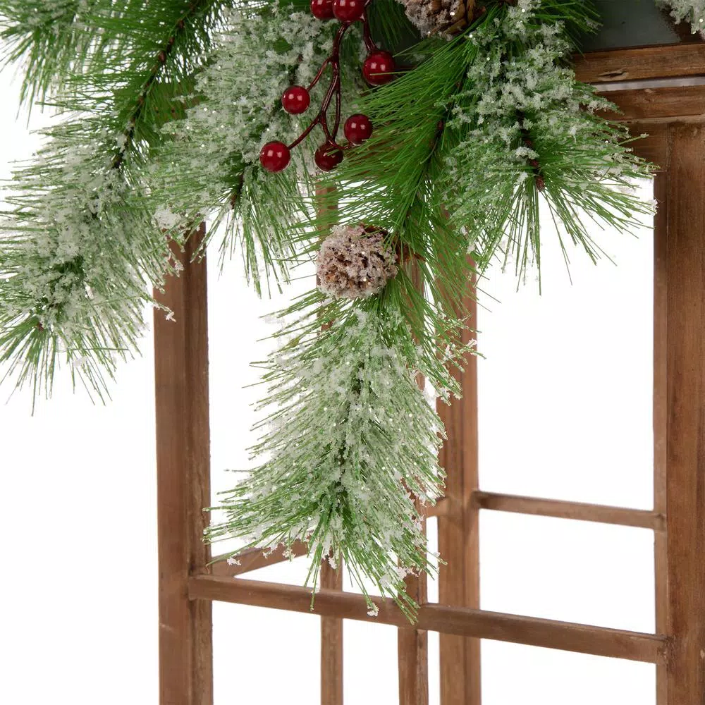 Indoor Christmas Decorations Glitzhome Brown Christmas Farmhouse Wood/Metal Lanterns (Set Of 2) 9 Indoor Christmas Decorations Glitzhome Brown Christmas Farmhouse Wood/Metal Lanterns (Set Of 2) - Image 7