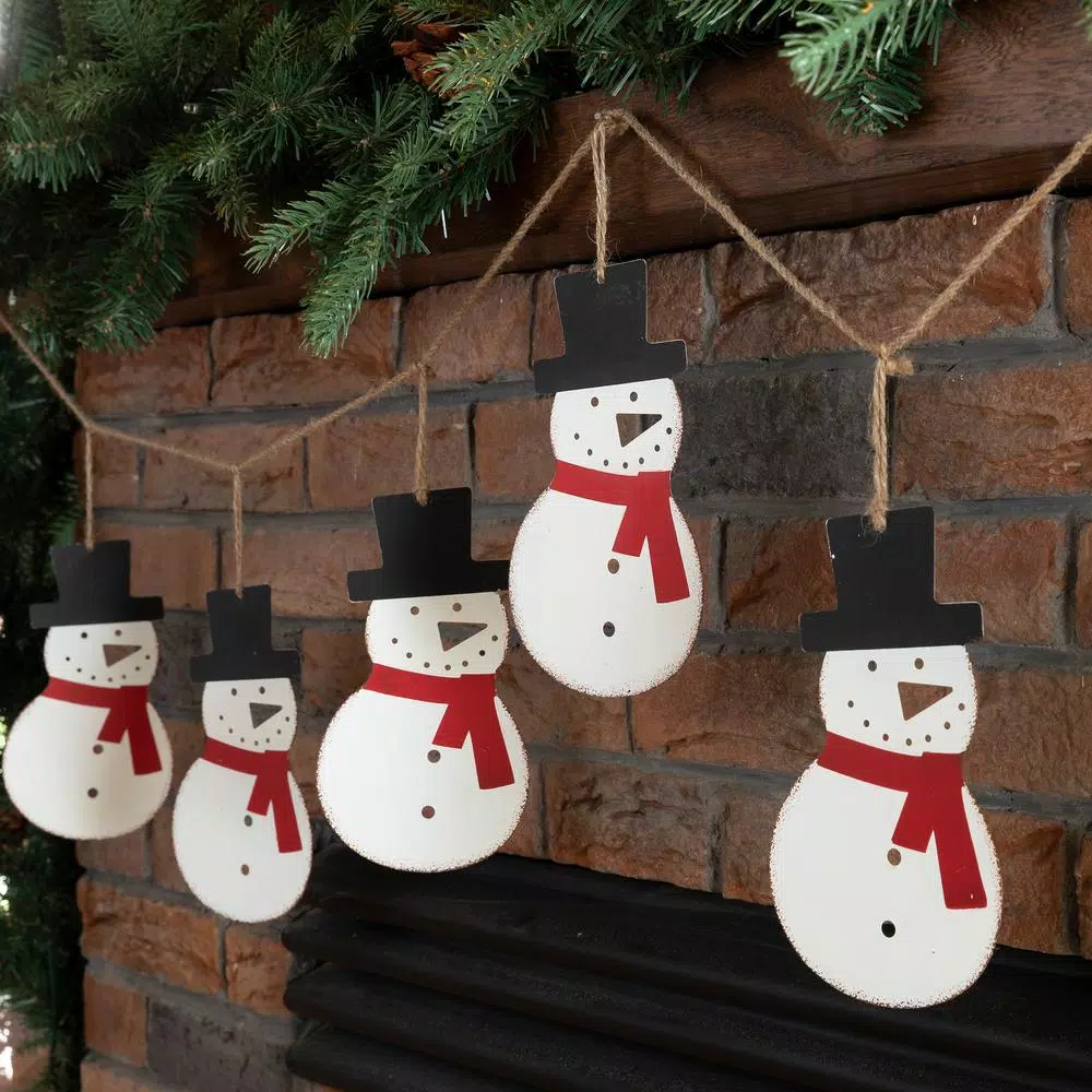 Christmas Greenery Glitzhome 6 Ft. L Metal Christmas Snowman Garland 7 Christmas Greenery Glitzhome 6 Ft. L Metal Christmas Snowman Garland - Image 5