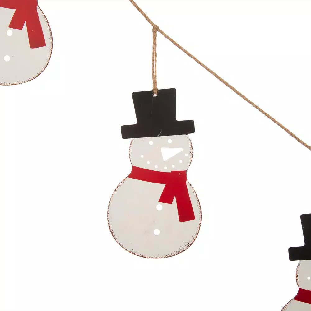 Christmas Greenery Glitzhome 6 Ft. L Metal Christmas Snowman Garland 4 Christmas Greenery Glitzhome 6 Ft. L Metal Christmas Snowman Garland - Image 2