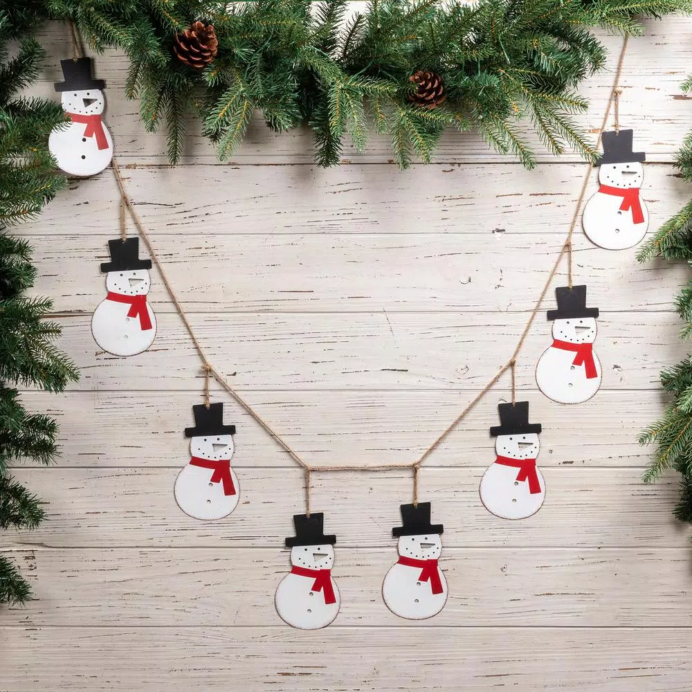 Christmas Greenery Glitzhome 6 Ft. L Metal Christmas Snowman Garland 6 Christmas Greenery Glitzhome 6 Ft. L Metal Christmas Snowman Garland - Image 4