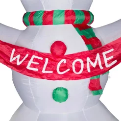 Outdoor Christmas Decorations Glitzhome 12 Ft. Lighted Inflatable Snowman With Welcome Decor -Christmas Lights Sales glitzhome christmas inflatables 1125004448 1f 1000