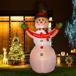 Outdoor Christmas Decorations Glitzhome 12 Ft. Lighted Inflatable Snowman With Welcome Decor -Christmas Lights Sales glitzhome christmas inflatables 1125004448 31 1000