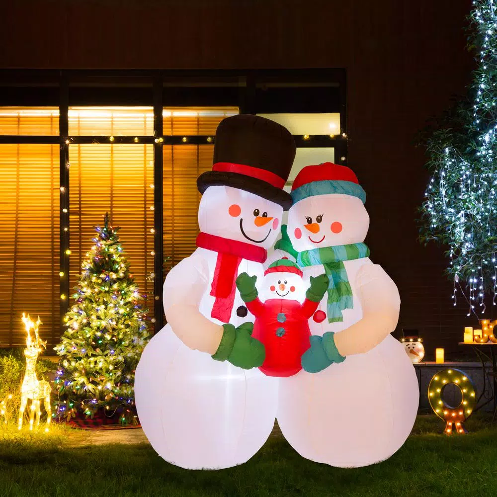 Outdoor Christmas Decorations Glitzhome 8 Ft. H Lighted Inflatable Snowman Family Decor 4 Outdoor Christmas Decorations Glitzhome 8 Ft. H Lighted Inflatable Snowman Family Decor - Image 2