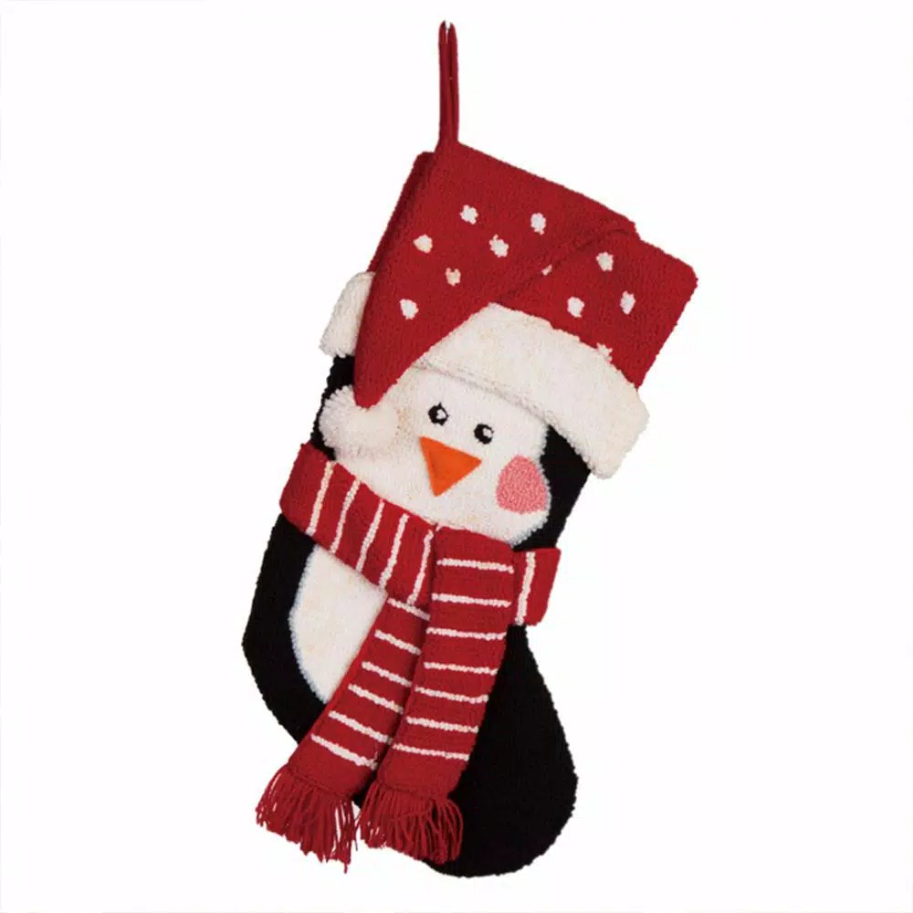 Indoor Christmas Decorations Glitzhome 19 In. L 3D Penguin Hooked Stocking 3 Indoor Christmas Decorations Glitzhome 19 In. L 3D Penguin Hooked Stocking