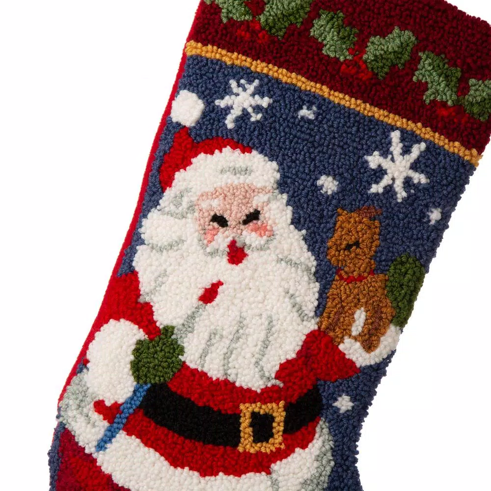 Indoor Christmas Decorations Glitzhome 19.00 In. L Hooked Stocking, Santa 4 Indoor Christmas Decorations Glitzhome 19.00 In. L Hooked Stocking, Santa - Image 2