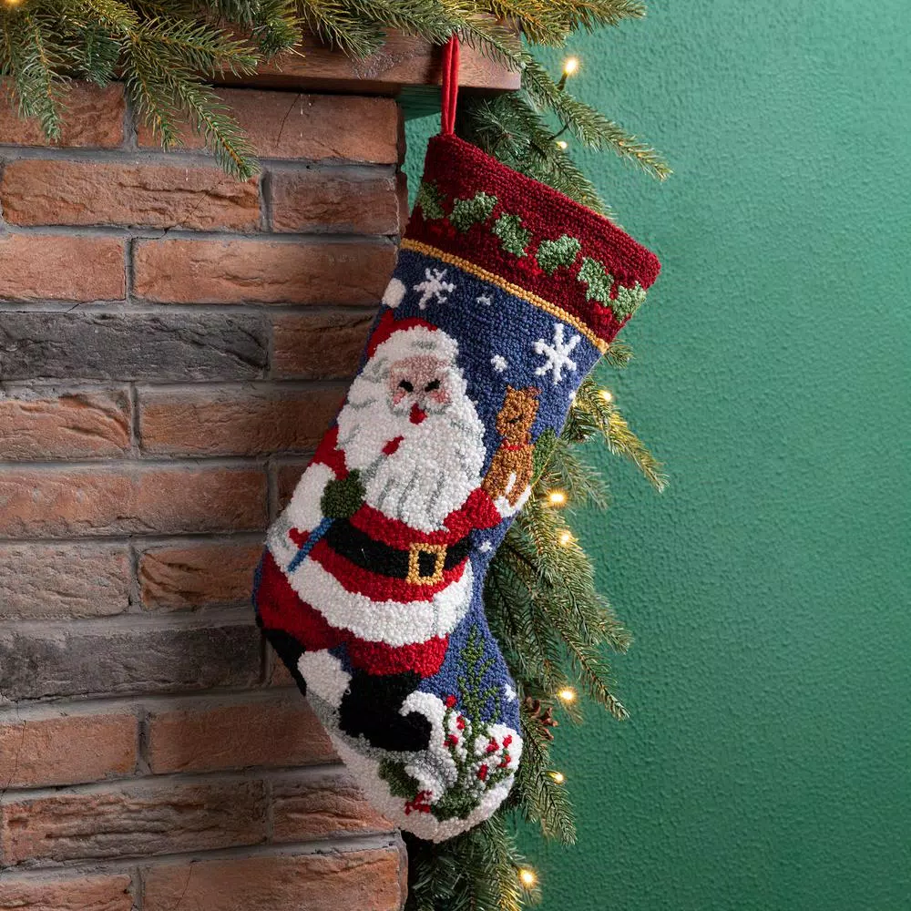 Indoor Christmas Decorations Glitzhome 19.00 In. L Hooked Stocking, Santa 7 Indoor Christmas Decorations Glitzhome 19.00 In. L Hooked Stocking, Santa - Image 5