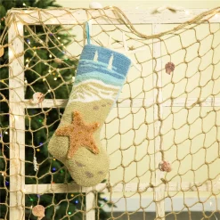 Indoor Christmas Decorations Glitzhome 19 In. L Hooked Stocking, 3D Starfish -Christmas Lights Sales glitzhome christmas stockings 1113002344 fa 1000