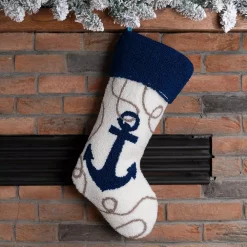 Indoor Christmas Decorations Glitzhome 19 In. L Hooked Stocking, Anchor -Christmas Lights Sales glitzhome christmas stockings 1113002347 31 1000