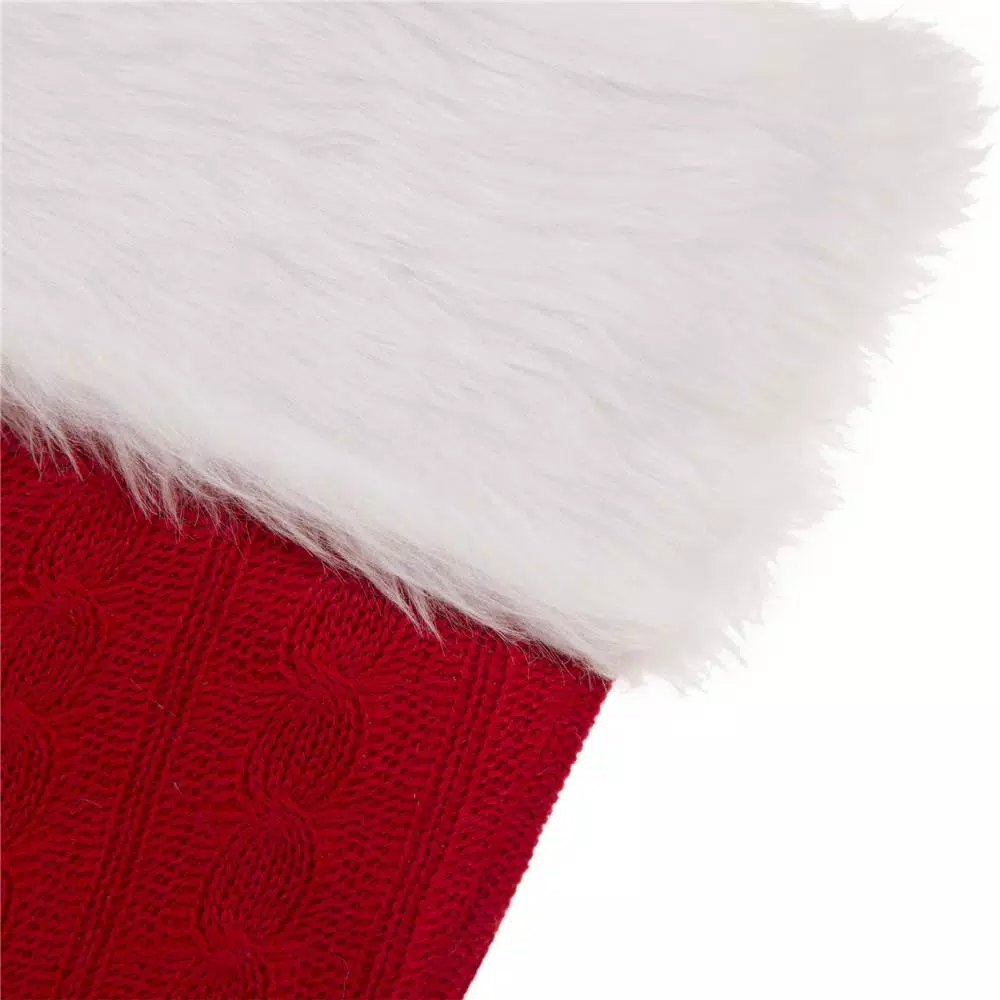 Indoor Christmas Decorations Glitzhome 20 In. L Knitted Stocking With Faux Fur Cuff 5 Indoor Christmas Decorations Glitzhome 20 In. L Knitted Stocking With Faux Fur Cuff - Image 3