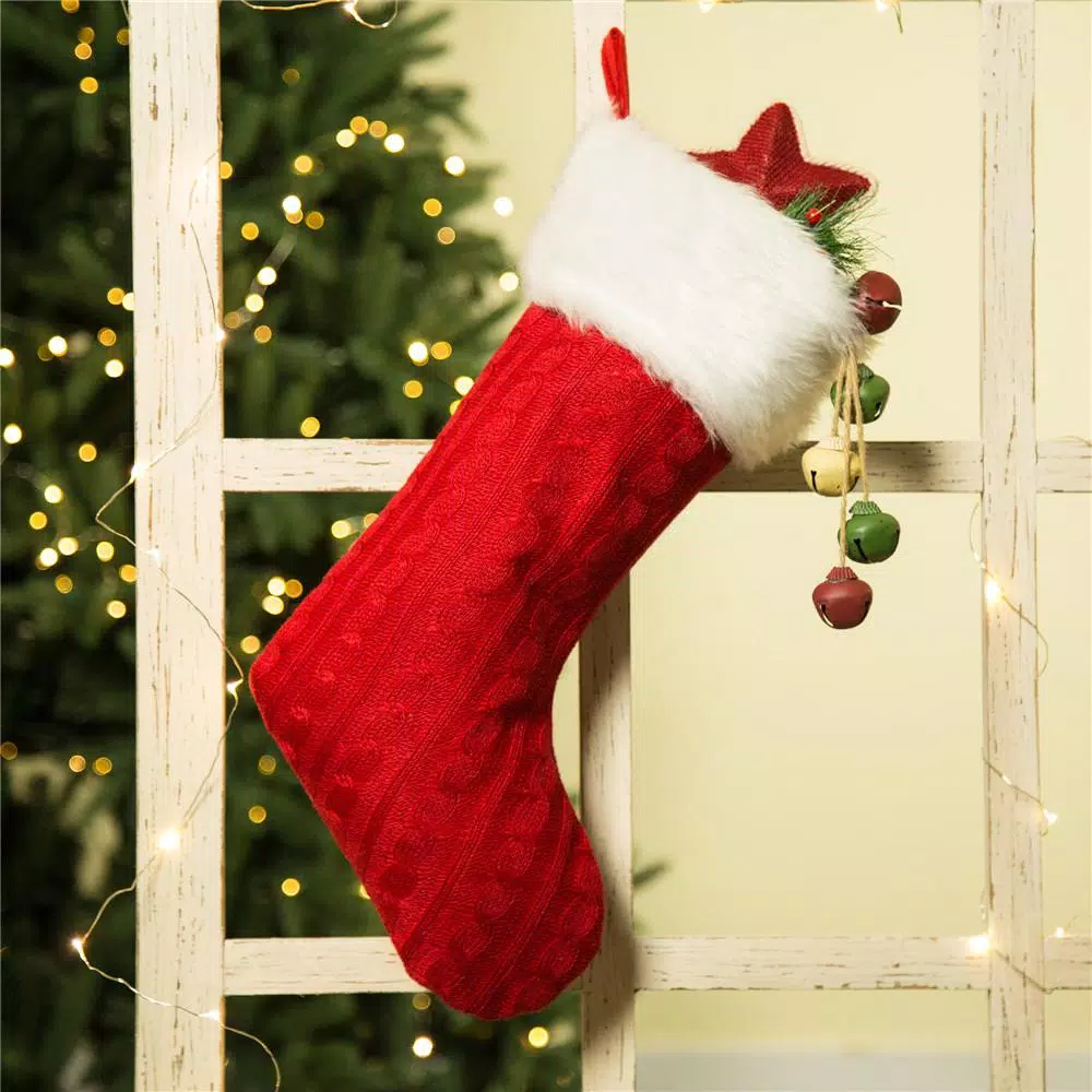 Indoor Christmas Decorations Glitzhome 20 In. L Knitted Stocking With Faux Fur Cuff 9 Indoor Christmas Decorations Glitzhome 20 In. L Knitted Stocking With Faux Fur Cuff - Image 7