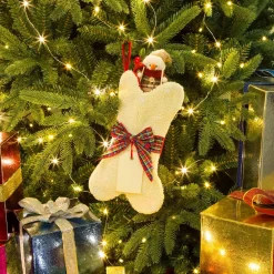 Indoor Christmas Decorations Glitzhome 12.5 In. Hooked Christmas Decor Stocking With Bone Shape -Christmas Lights Sales glitzhome christmas stockings 1113004457 31 1000