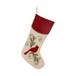 Indoor Christmas Decorations Glitzhome 21 In. H Fabric Cardinal Stocking