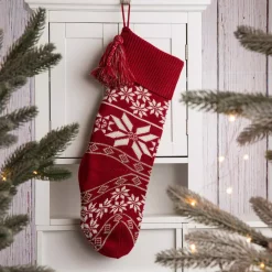 Indoor Christmas Decorations Glitzhome 24 In.H Knited Acrylic Christmas Stocking With Snowflake -Christmas Lights Sales glitzhome christmas stockings 1113202619 31 1000