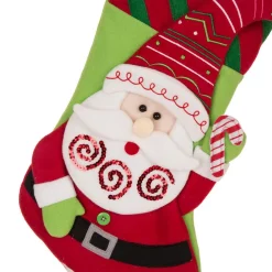 Indoor Christmas Decorations Glitzhome 21 In. L 3D Felt Christmas Stocking – Santa -Christmas Lights Sales glitzhome christmas stockings 1113203063 4f 1000