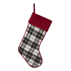 Indoor Christmas Decorations Glitzhome 20 In. L Black And White Plaid Fabric Christmas Stocking