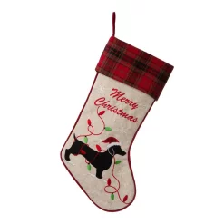 Indoor Christmas Decorations Glitzhome 21 In. Fabric Christmas Stocking – Dachshund