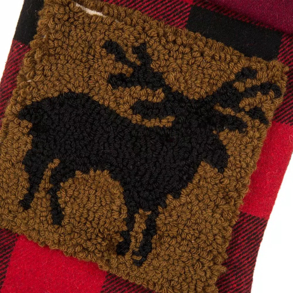 Indoor Christmas Decorations Glitzhome 19 In. Acrylic Plaid Stocking With Rug Hooked Reindeer And Bear (Set Of 2) 7 Indoor Christmas Decorations Glitzhome 19 In. Acrylic Plaid Stocking With Rug Hooked Reindeer And Bear (Set Of 2) - Image 5
