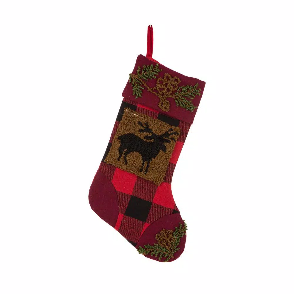 Indoor Christmas Decorations Glitzhome 19 In. Acrylic Plaid Stocking With Rug Hooked Reindeer And Bear (Set Of 2) 5 Indoor Christmas Decorations Glitzhome 19 In. Acrylic Plaid Stocking With Rug Hooked Reindeer And Bear (Set Of 2) - Image 3