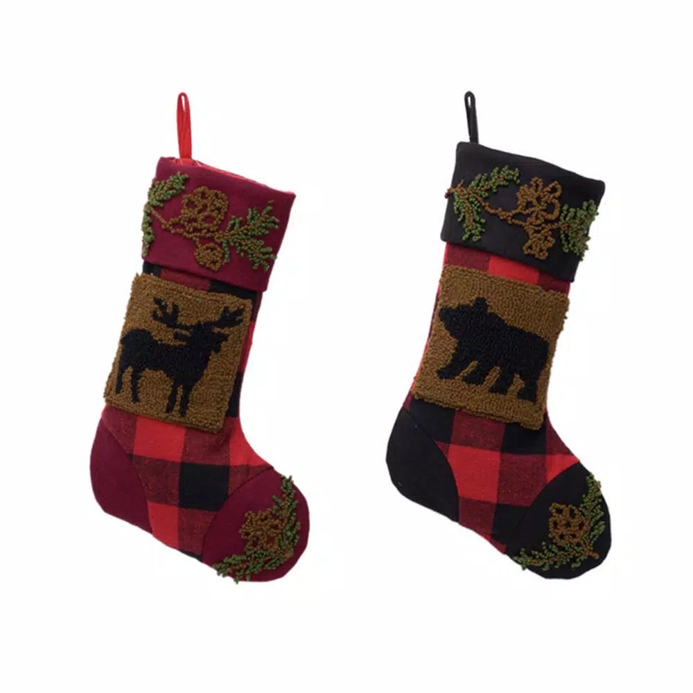 Indoor Christmas Decorations Glitzhome 19 In. Acrylic Plaid Stocking With Rug Hooked Reindeer And Bear (Set Of 2) 3 Indoor Christmas Decorations Glitzhome 19 In. Acrylic Plaid Stocking With Rug Hooked Reindeer And Bear (Set Of 2)