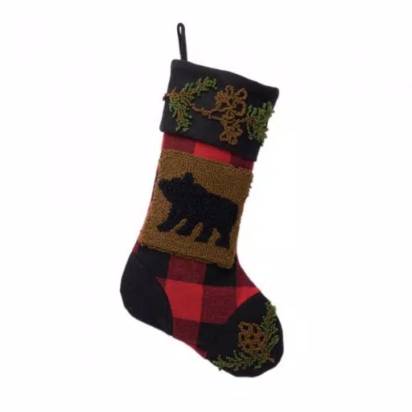 Indoor Christmas Decorations Glitzhome Plaid Stocking With Rug Hooked (Bear) 2-Pack 5 Indoor Christmas Decorations Glitzhome Plaid Stocking With Rug Hooked (Bear) 2-Pack - Image 3