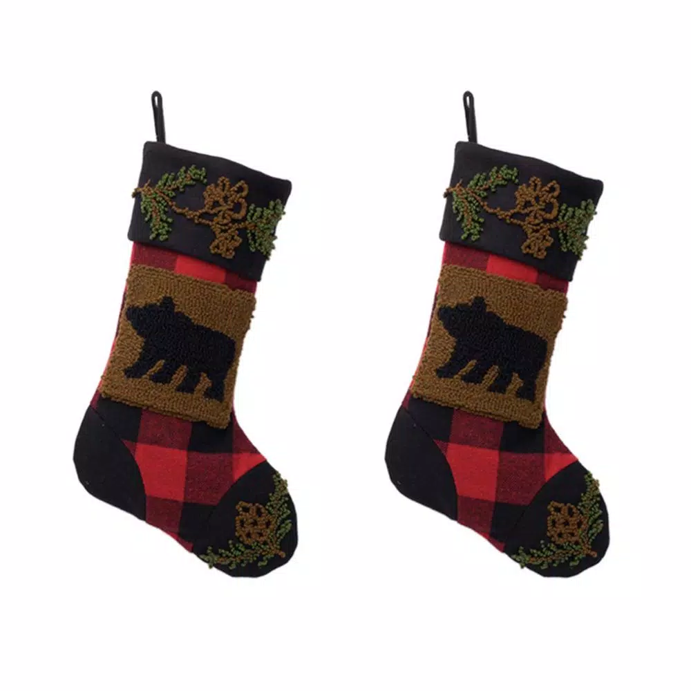 Indoor Christmas Decorations Glitzhome Plaid Stocking With Rug Hooked (Bear) 2-Pack 3 Indoor Christmas Decorations Glitzhome Plaid Stocking With Rug Hooked (Bear) 2-Pack