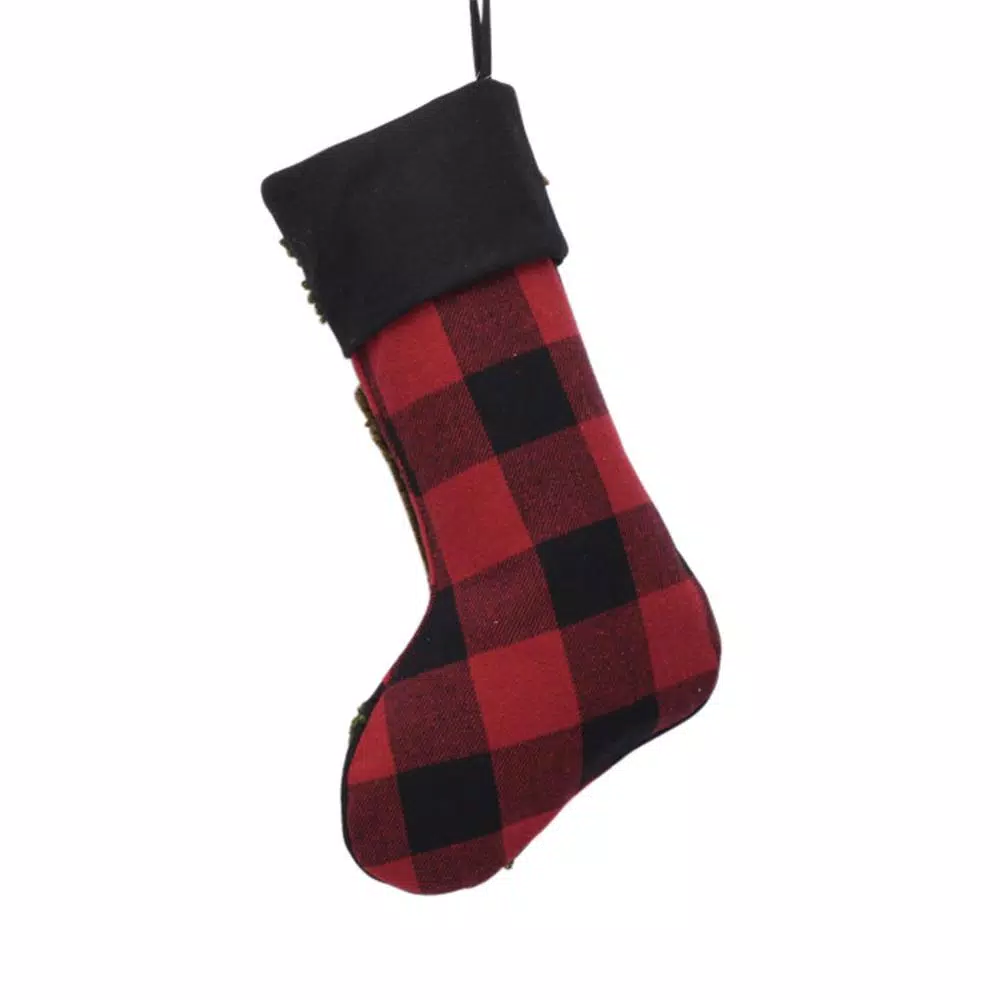 Indoor Christmas Decorations Glitzhome Plaid Stocking With Rug Hooked (Bear) 2-Pack 4 Indoor Christmas Decorations Glitzhome Plaid Stocking With Rug Hooked (Bear) 2-Pack - Image 2