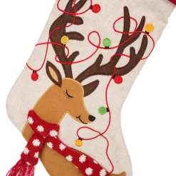 Indoor Christmas Decorations Glitzhome 21 In. H LED Embroidered Polyester Linen Christmas Decoration Stocking (2-Pack) -Christmas Lights Sales glitzhome christmas stockings 2004700042 44 1000