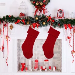 Indoor Christmas Decorations Glitzhome 22 In. Knitted Polyester Red Christmas Decoration Stocking (2-Pack) -Christmas Lights Sales glitzhome christmas stockings 2004700045 31 1000