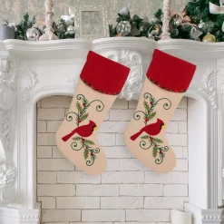 Indoor Christmas Decorations Glitzhome 21 In. Polyester Fabric Christmas Decoration Stocking (2-Pack) -Christmas Lights Sales glitzhome christmas stockings 2004700047 31 1000