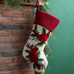 Indoor Christmas Decorations Glitzhome 21.00 In. H Polyester Cardinal Hooked Stocking -Christmas Lights Sales glitzhome christmas stockings 2004700082 d4 1000