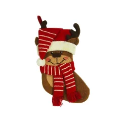 Indoor Christmas Decorations Glitzhome 19 In. Polyester/Acrylic Hooked 3D Reindeer Christmas Stocking