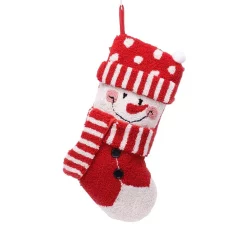 Indoor Christmas Decorations Glitzhome 20 In. Polyester/Acrylic Hooked 3D Snowman Christmas Stocking