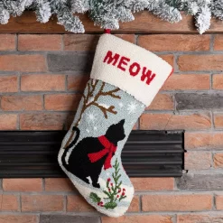 Indoor Christmas Decorations Glitzhome 20 In. L Hooked Stocking, Cat -Christmas Lights Sales glitzhome christmas stockings jk29255b d4 1000