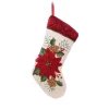 Indoor Christmas Decorations Glitzhome 19 In. Polyester/Acrylic Hooked Christmas Stocking With Poinsettia -Christmas Lights Sales glitzhome christmas stockings jk29260a 64 1000